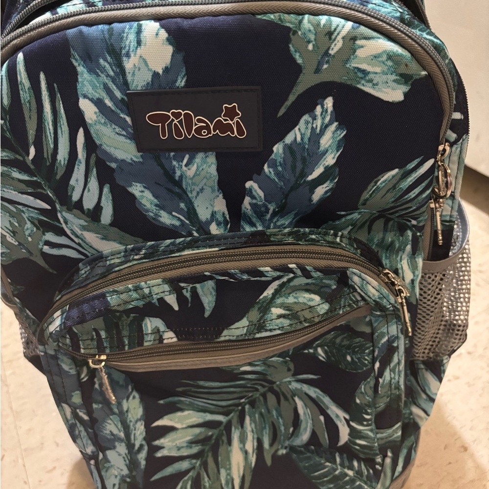 Kids Backpack with Tropical Leaf Design